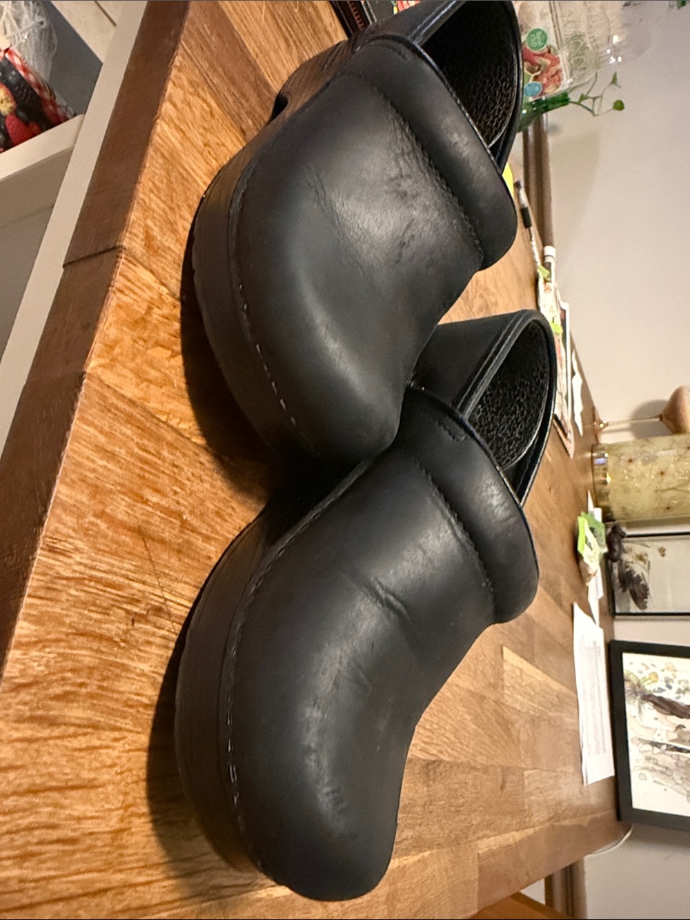Dansko Black Leather Slip-On Clogs for Women